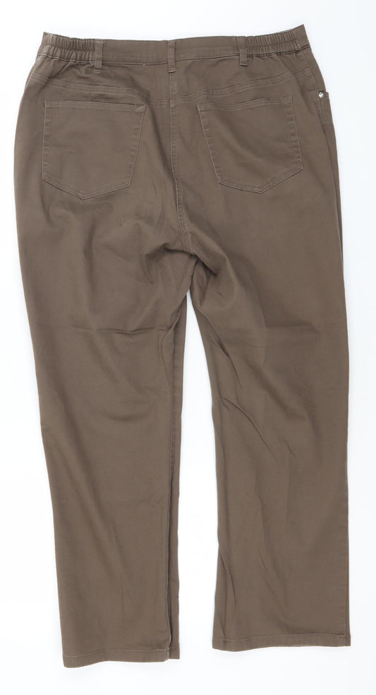 Preworn Womens Brown Cotton Trousers Size 18 L27 in Regular