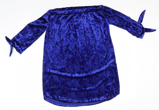 Quiz Womens Blue Polyester Pencil Dress Size 12 Scoop Neck