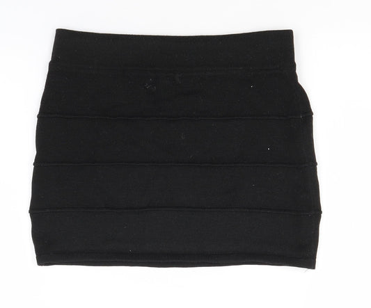 Chico's Womens Black Striped Acrylic Straight & Pencil Skirt Size S