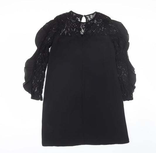 New Look Womens Black Polyester Shift Size 6 Round Neck