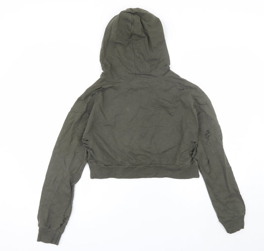 Select Womens Green Cotton Pullover Hoodie Size 8 - Distressed