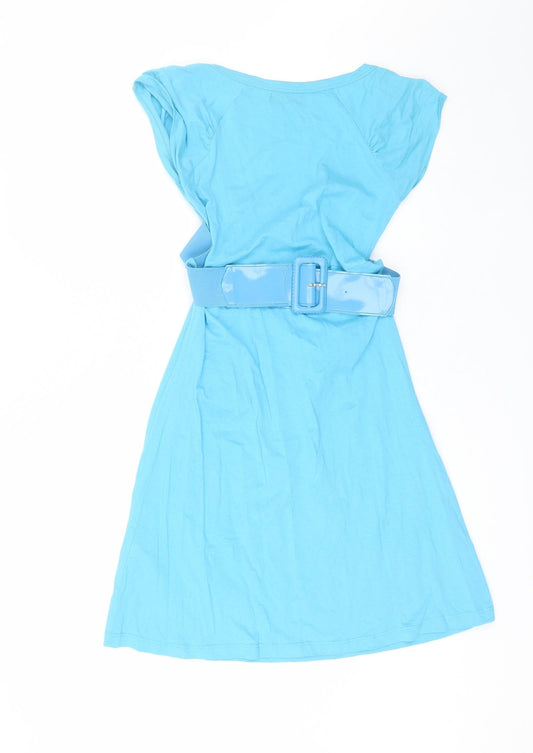 Portobello Womens Blue Cotton Shift Size S Round Neck
