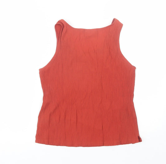 Compliments Womens Red Polyester Basic Blouse Size M Round Neck
