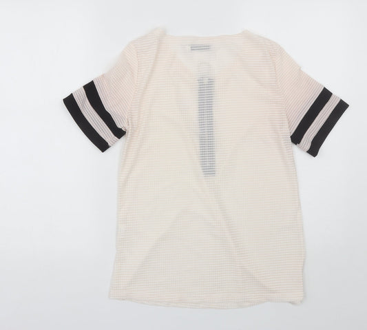 MissLook Womens Pink Cotton Blend Basic Blouse Size S V-Neck