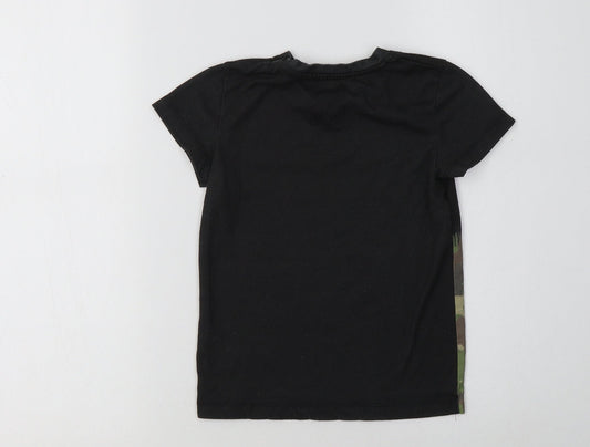 Matalan Boys Black Camouflage Polyester Basic T-Shirt Size 5 Years Crew Neck - Your Rules