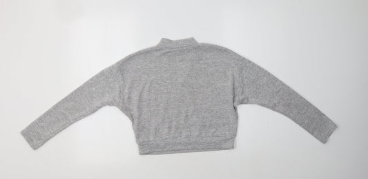 New Look Girls Grey Mock Neck Polyester Pullover Jumper Size 12-13 Years