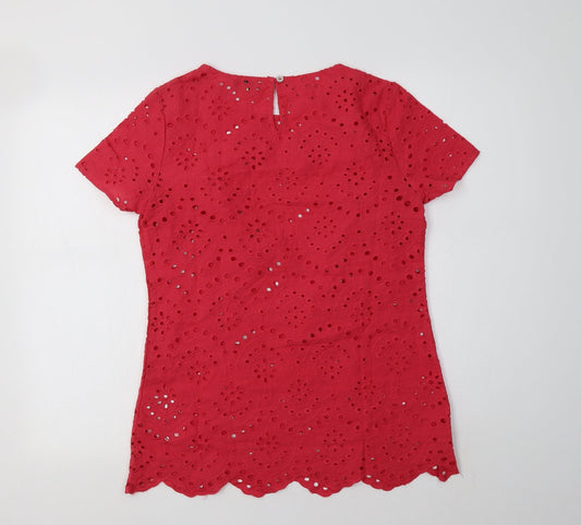 Hayton Womens Pink Cotton Basic Blouse Size 10 Crew Neck