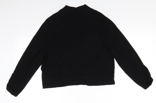 Wallis Womens Black V-Neck Viscose Shrug Jumper Size M - Ruched Sleeves