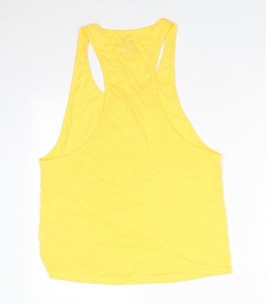 Nastrovje Potsdam Womens Yellow Cotton Basic Tank Size M Scoop Neck - White Flowers