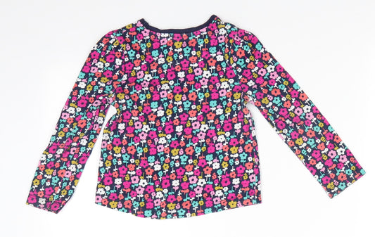 George Girls Blue Floral Cotton Basic Casual Size 3-4 Years Round Neck - Pink Green Orange Blue White Flowers