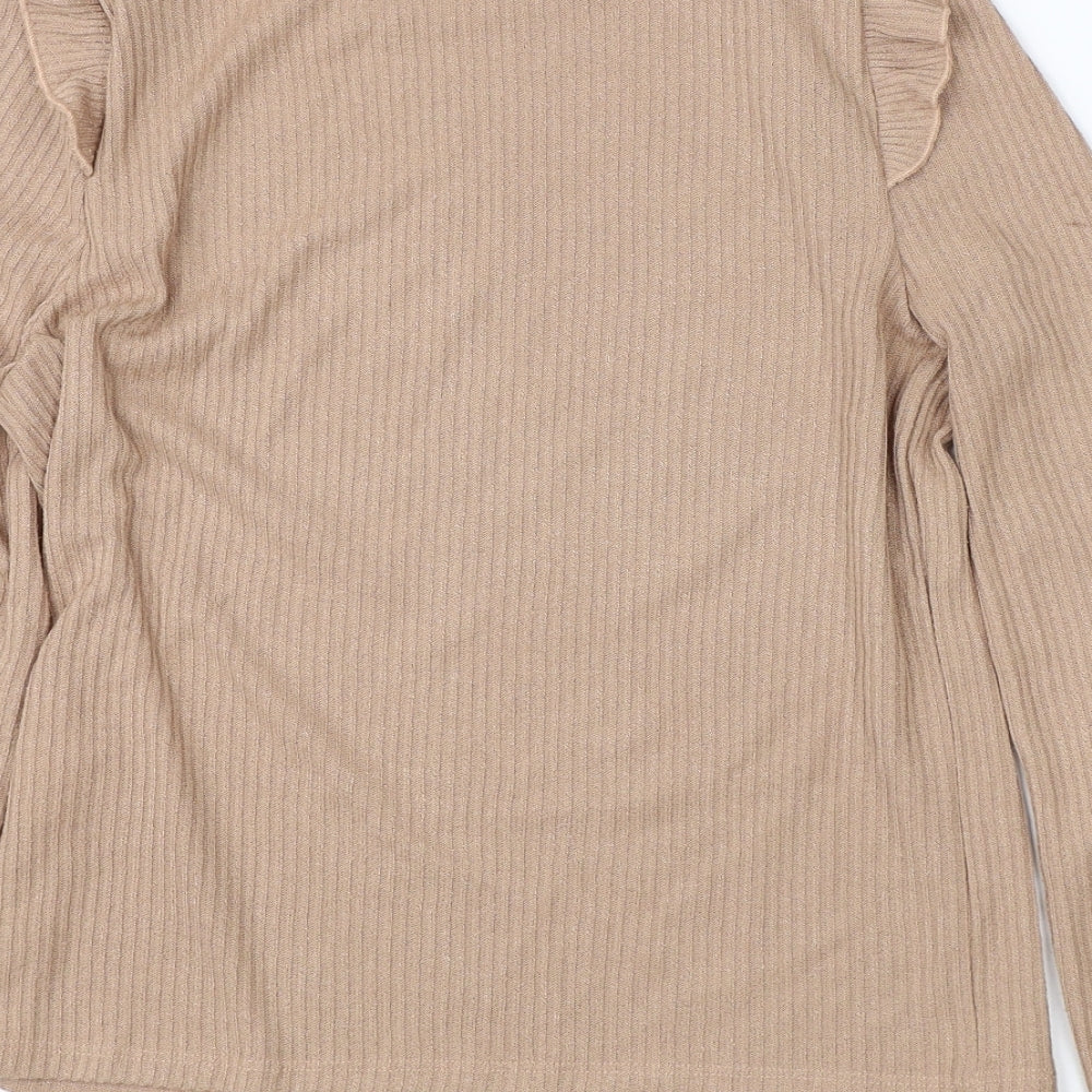 New Look Womens Brown Round Neck Viscose Pullover Jumper Size 10