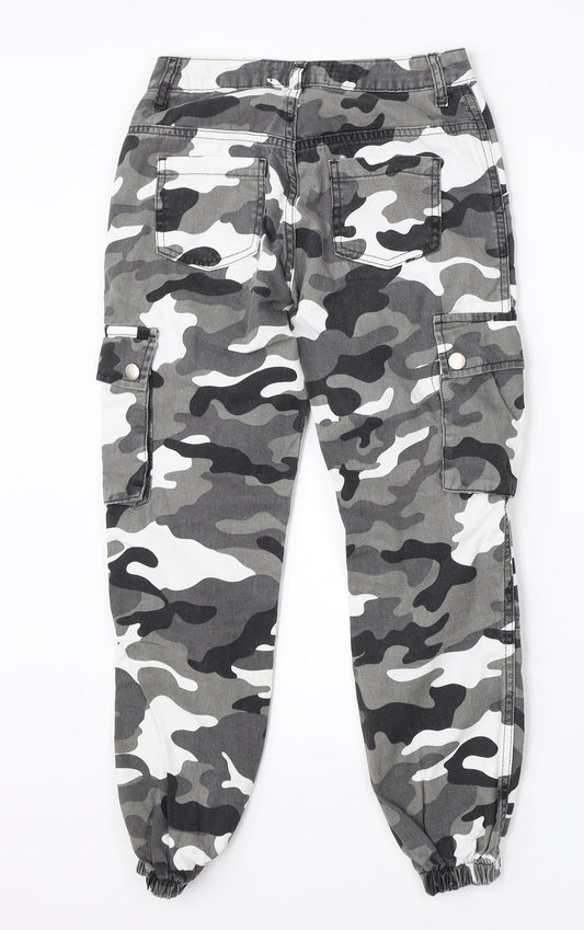 New Look Girls Grey Camouflage Cotton Skinny Jeans Size 9 Months Regular
