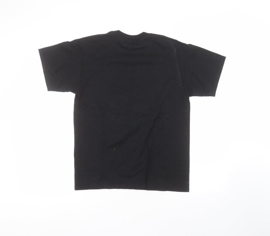 Hanes Womens Black Cotton Basic T-Shirt Size S Round Neck