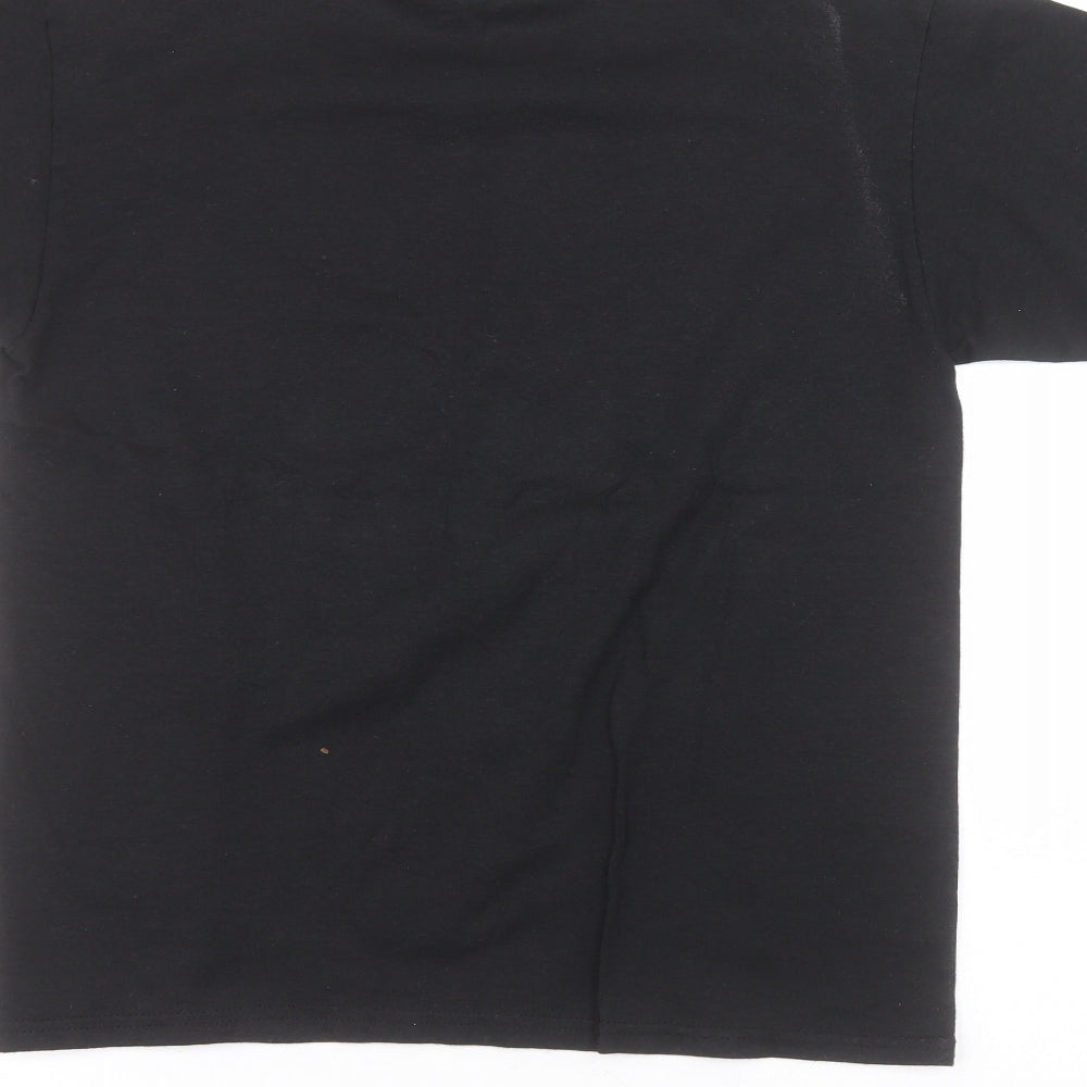 Hanes Womens Black Cotton Basic T-Shirt Size S Round Neck