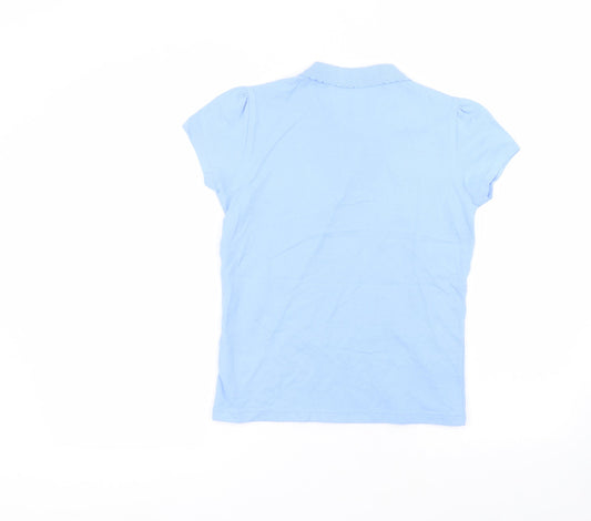 George Girls Blue Cotton Basic Polo Size 10-11 Years Collared