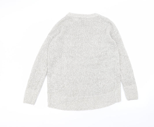New Look Womens Grey Round Neck Acrylic Pullover Jumper Size S