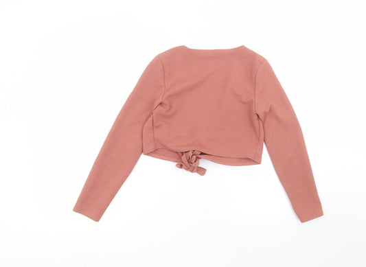 Missguided Womens Pink Polyester Basic Blouse Size 8 V-Neck