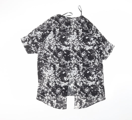 South Womens Black Polyester Basic Blouse Size 12 Round Neck