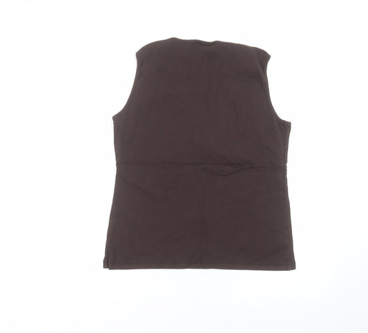 M&Co Womens Brown Cotton Basic T-Shirt Size XL Round Neck