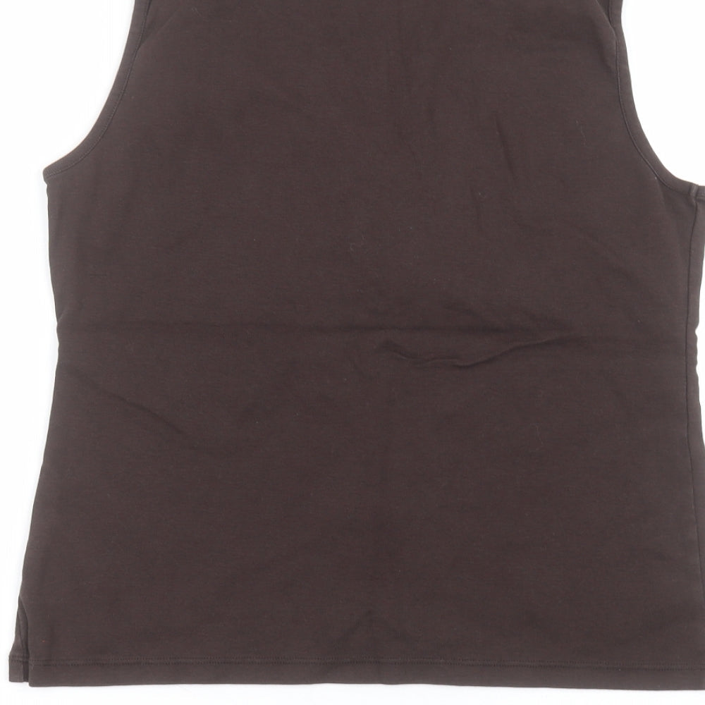 M&Co Womens Brown Cotton Basic T-Shirt Size XL Round Neck