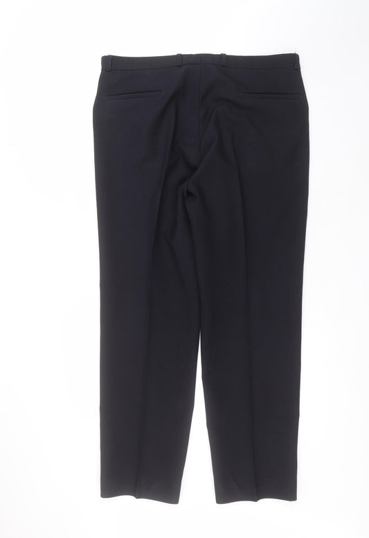 denever Mens Blue Polyester Trousers Size 38 in L30 in Regular