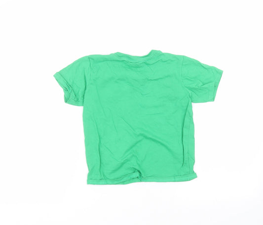 Gilden Boys Green Cotton Basic T-Shirt Size S Round Neck