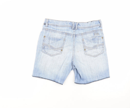 yesyes Womens Blue Cotton Bermuda Shorts Size 8 L6 in Regular