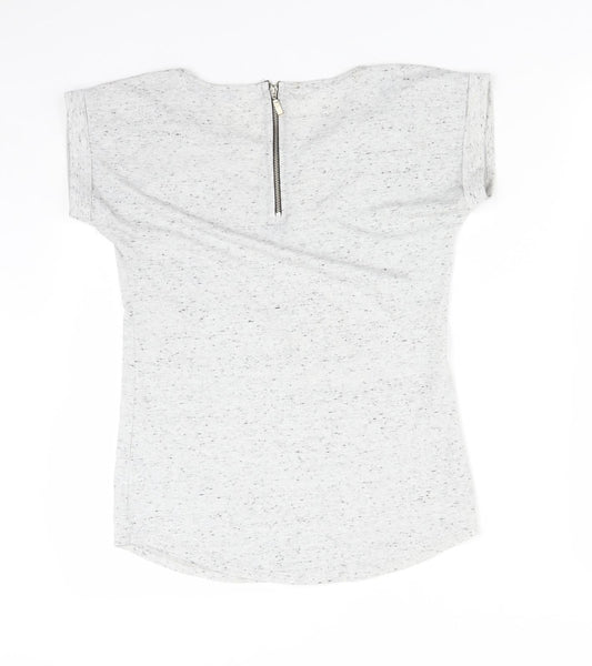 Select Womens Grey Polyester Basic T-Shirt Size 6 V-Neck