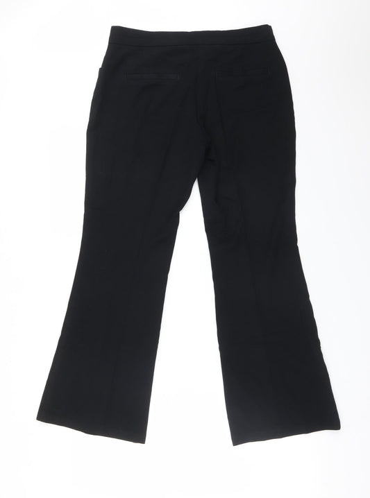 M&S Womens Black Viscose Trousers Size 10 L28 in Regular