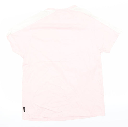 D-Struct Womens Pink Cotton Basic T-Shirt Size L Round Neck