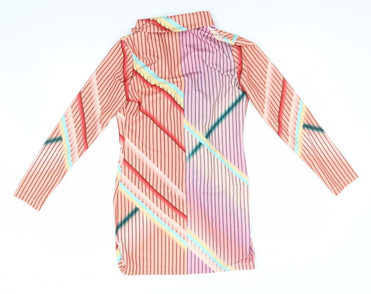 CBR Womens Pink Striped Overcoat Jacket Size 8