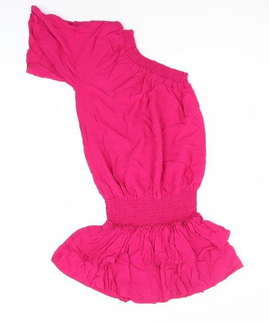 Buffalo Womens Pink Viscose Fit & Flare Size 10 One Shoulder