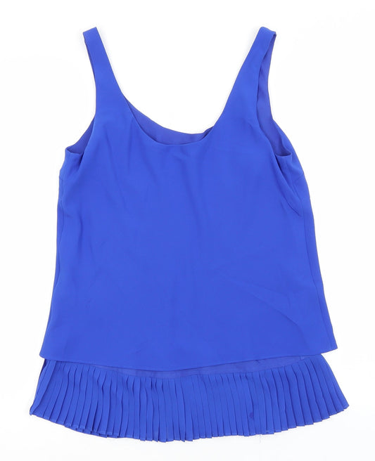 Lauren Womens Blue Polyester Basic Tank Size 4 Round Neck