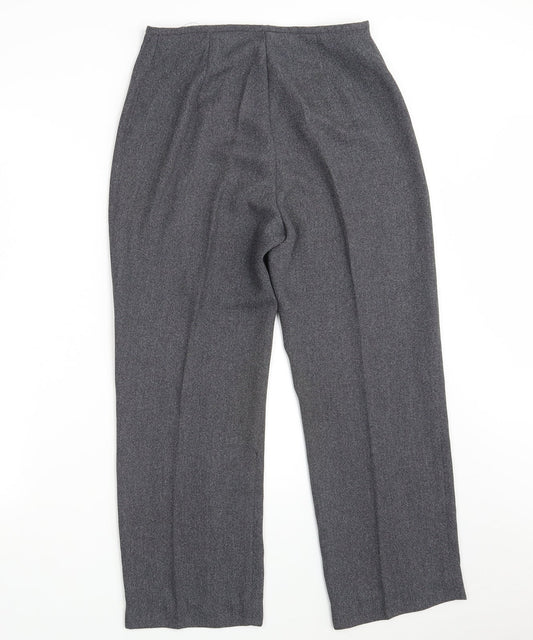 Preworn Womens Grey Polyester Cropped Trousers Size 10 L25 in Regular Zip