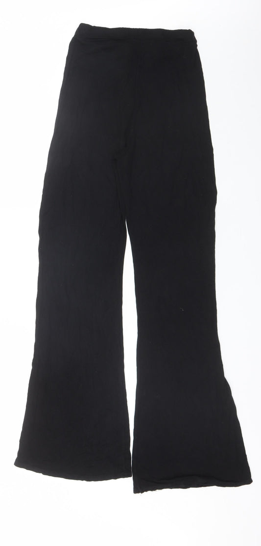 PRETTYLITTLETHING Womens Black Viscose Trousers Size 8 L30 in Regular