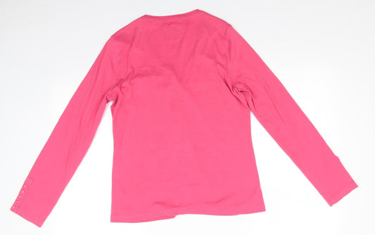 Yessica Womens Pink Tunic T-Shirt Size L V-Neck - Coral colour