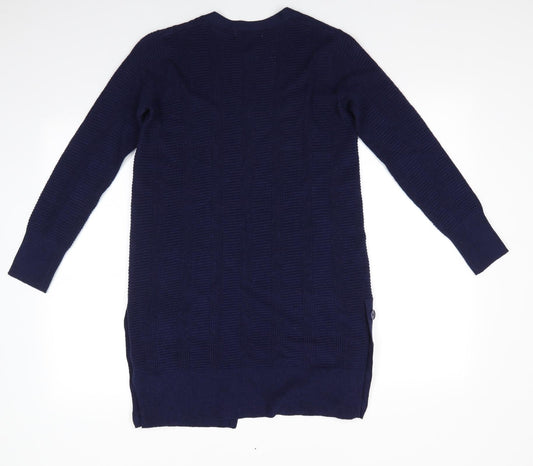 Per Una Womens Blue V-Neck Viscose Cardigan Jumper Size 8 - Longline Cardigan Midnight Blue