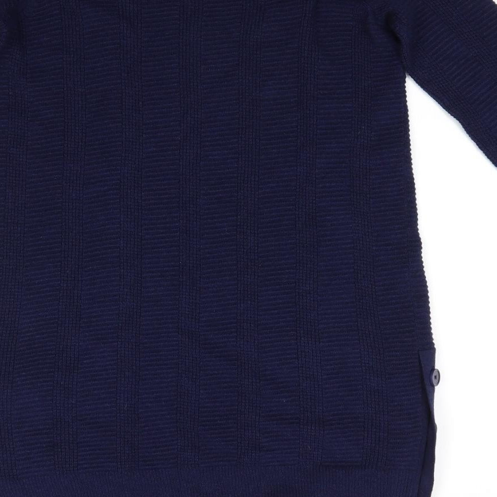 Per Una Womens Blue V-Neck Viscose Cardigan Jumper Size 8 - Longline Cardigan Midnight Blue