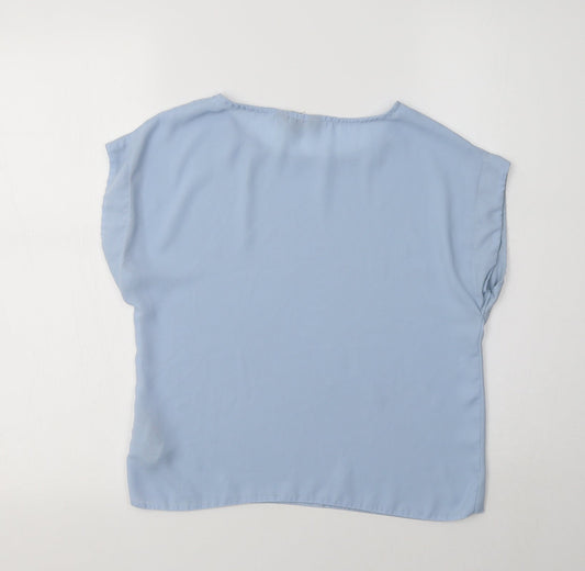 New Look Womens Blue Polyester Basic Blouse Size 6 Round Neck