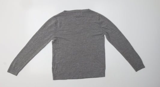 Papaya Womens Grey Scoop Neck Acrylic Pullover Jumper Size 14