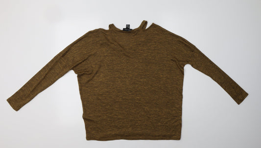 New Look Womens Brown V-Neck Viscose Pullover Jumper Size S
