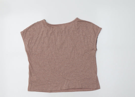 Glamorous Womens Beige Polyester Basic Blouse Size 6 Crew Neck - Lace Detail