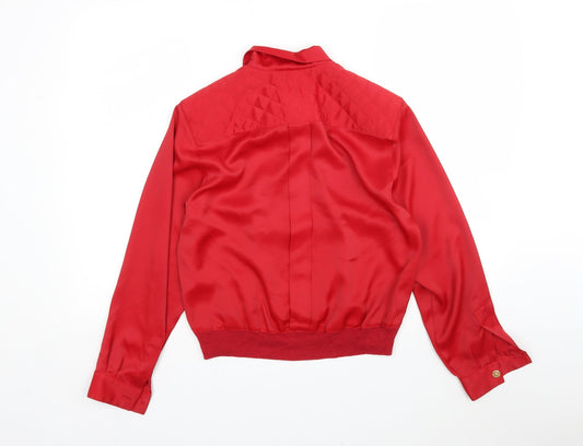 Reldan Womens Red Polyester Basic Blouse Size 10 Collared