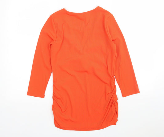 Blooming Marvellous Womens Orange Polyester Basic Blouse Size S Round Neck