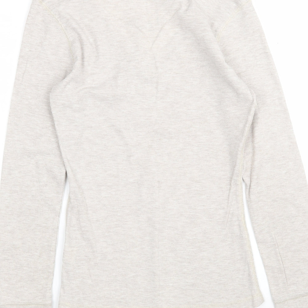 River Island Womens Beige Cotton Basic T-Shirt Size 10 V-Neck