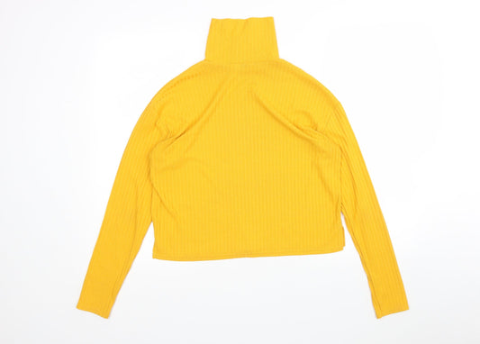 H&M Womens Yellow Basic T-Shirt Size S Roll Neck