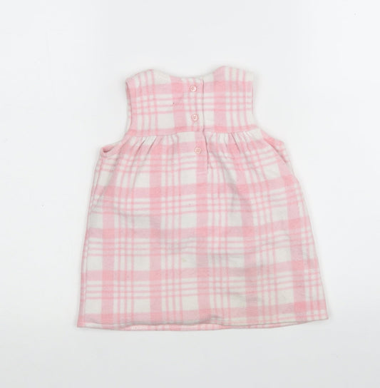 George Girls Multicoloured Check Polyester Pinafore/Dungaree Dress Size 6-9 Months Round Neck