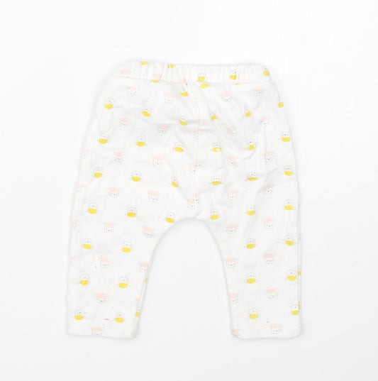 Preworn Girls White Cotton Pyjama Pants Size 3-6 Months