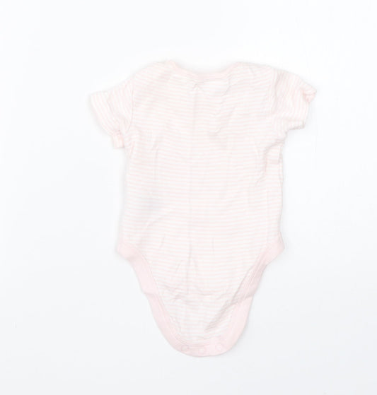 Mothercare Girls Pink Striped Cotton Babygrow One-Piece Size 0-3 Months