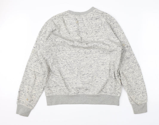 Threadable Mens Grey Round Neck Cotton Pullover Jumper Size M